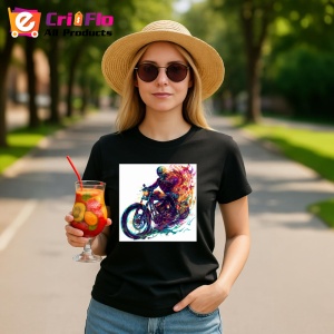 Tricou Motociclist in viteza cu efecte graffiti Copii | Dama | Barbat, culoare negru - Img 7