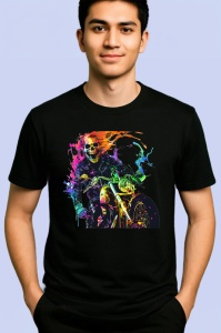 Tricou Motociclist neon cu efecte de viteza Copii | Dama | Barbat, culoare negru - Img 2