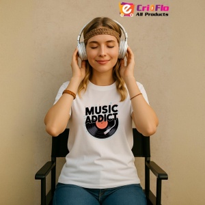 Tricou Music Addict Disc Vinil Text, Copii | Dama | Barbat - Img 11