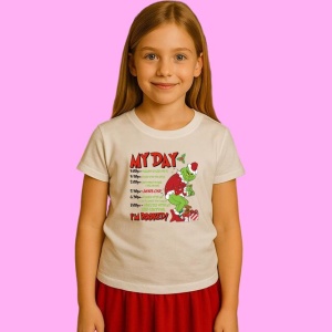 Tricou My Day Grinchmas Im Booked, din bumbac 100%, tricou alb, Copii | Dama | Barbat
