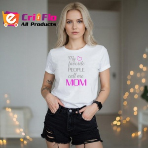 Tricou My Favorite People Call Me Mom Roz, din bumbac 100% , tricou alb pentru Dama - Img 3
