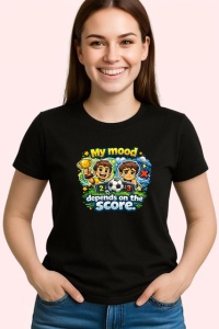 Tricou My Mood Depends On The Score Fotbal V1, din bumbac 100%, tricou negru Copii | Dama | Barbat