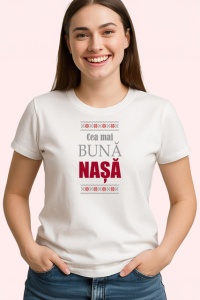 Tricou Nasa V5 Text Roz, din bumbac 100% , tricou alb pentru Dama - Img 2