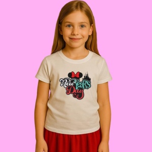 Tricou New Year Day Minnie Rosu, din bumbac 100%, tricou alb, Copii | Dama | Barbat - Img 2