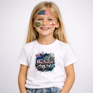 Tricou New Zealand World Cup 2026 Fifa, din bumbac 100%, tricou alb, Copii | Dama | Barbat - Img 2