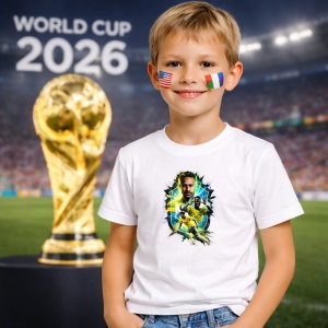 Tricou Neymar Brazil World Cup Fifa 2026, din bumbac 100%, tricou alb, Copii | Dama | Barbat - Img 5