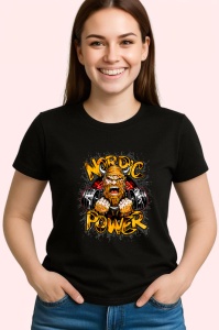 Tricou Nordic Power Viking Forta, Copii | Dama | Barbat, culoare negru - Img 4