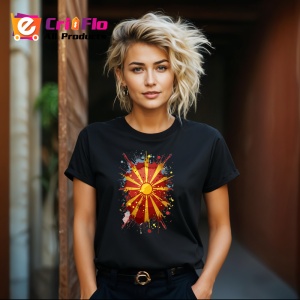 Tricou North Macedonia Steag Splash Art, Copii | Dama | Barbat, culoare negru - Img 12
