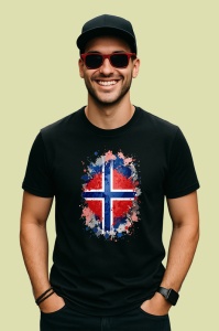Tricou Norway Steag Splash Art, Copii | Dama | Barbat, culoare negru - Img 2