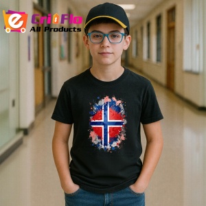 Tricou Norway Steag Splash Art, Copii | Dama | Barbat, culoare negru - Img 9