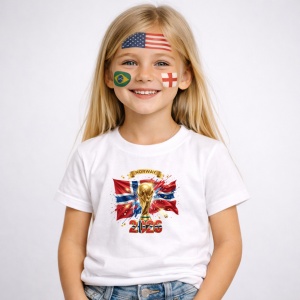 Tricou Norway World Cup 2026 Fifa V2, din bumbac 100%, tricou alb, Copii | Dama | Barbat