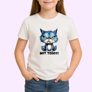 Tricou not today pisica albastra poster amuzant stare de spirit, Copii | Dama | Barbat - Img 3