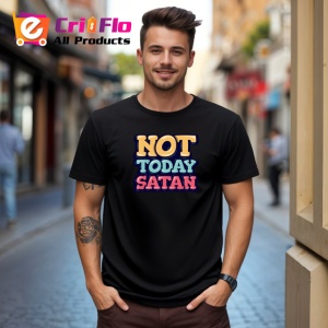 Tricou Not Today Satan Text Mare Colorat, din bumbac 100%, tricou negru Copii | Dama | Barbat - Img 5
