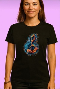 Tricou Nota Muzicala Flacari Albastre, Copii | Dama | Barbat, culoare negru - Img 4