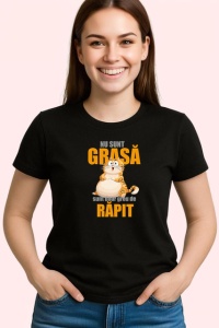 Tricou Nu Sunt Grasa Sunt Doar Greu De Rapit Amuzant, din bumbac 100%, tricou negru Dama - Img 2