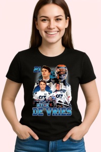 Tricou Nyck De Vries Colaj Costum Alb Echipa Formula 1, Copii | Dama | Barbat - Img 1