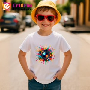 Tricou Obiectiv camera cu efecte splash colorate Copii | Dama | Barbat - Img 10