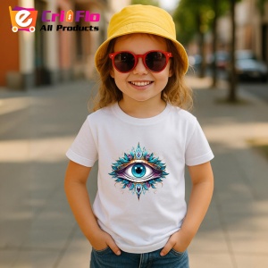 Tricou Ochi albastru turcoaz in mandala luminoasa cu elemente aurii Copii | Dama | Barbat Barbat - Img 14