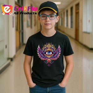 Tricou Ochi mandala aura foc si pene, Copii | Dama | Barbat , tricou negru - Img 5
