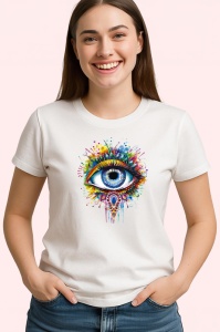 Tricou ochi mandala curcubeu stropi acuarela, Copii | Dama | Barbat - Img 4