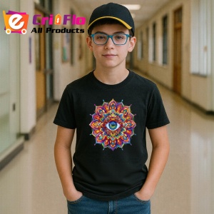 Tricou Ochi mandala floare in flacari, Copii | Dama | Barbat , tricou negru - Img 6