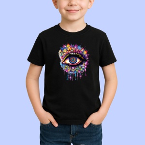 Tricou Ochi mandala gene ascutite violet, Copii | Dama | Barbat , tricou negru - Img 2