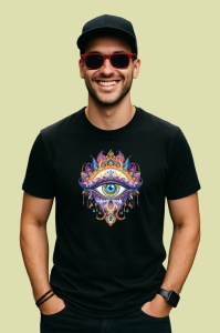 Tricou Ochi mandala picatura centrala majestuoasa, Copii | Dama | Barbat , tricou negru - Img 4