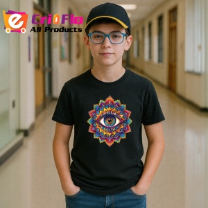 Tricou Ochi mandala simetrie lotus vibrant, Copii | Dama | Barbat , tricou negru - Img 6