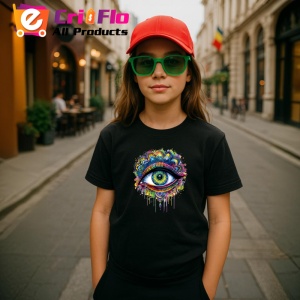 Tricou Ochi mandala stropi acuarela neon, Copii | Dama | Barbat , tricou negru - Img 5