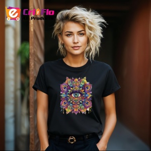 Tricou Ochi mandala tonuri bijuterie abstracte, Copii | Dama | Barbat , tricou negru - Img 8