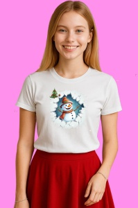 Tricou Om De Zapada Cu Fular Portocaliu Si Braduti Craciun, din bumbac 100% Copii | Dama | Barbat