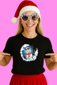 Tricou Om De Zapada Cu Palarie Gri Si Fundal Albastru Craciun, din bumbac 100% Copii | Dama | Barbat