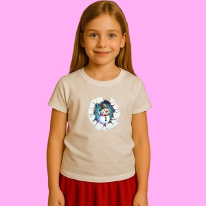 Tricou Om De Zapada Cu Palarie Maronie Si Fundal Alb Craciun, din bumbac 100% Copii | Dama | Barbat