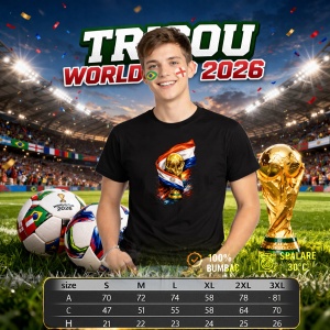 Tricou Paraguay World Cup Fifa 2026, din bumbac 100%, tricou negru, Copii | Dama | Barbat - Img 6