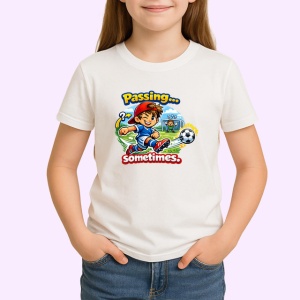 Tricou Passing Sometimes Copil Fotbalist Minge V1, din bumbac 100% , tricou alb pentru Copii | Dama | Barbat - Img 2