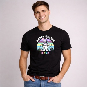 Tricou Paste 67 Bunny Easter Rainbow Pastel Bruh Cute, din bumbac 100%, tricou negru, Copii | Dama | Barbat