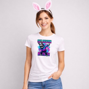 Tricou Paste 67 Bunny Six Seven Bruh Easter Meme, din bumbac 100%, tricou alb, Copii | Dama | Barbat - Img 3
