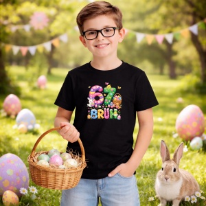 Tricou Paste 67 Easter Bunny Bruh Vintage Sunset Style, din bumbac 100%, tricou negru, Copii | Dama | Barbat - Img 5