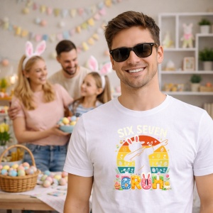 Tricou Paste 67 Easter Doodle Oua Colorate Pastel, din bumbac 100%, tricou alb, Copii | Dama | Barbat - Img 5
