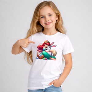 Tricou Paste Ariel Iepuras Paste Cos Oua Colorate, din bumbac 100%, tricou alb, Copii | Dama | Barbat - Img 2