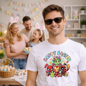 Tricou Paste Avengers Paste Oua Colorate Happy Easter, din bumbac 100%, tricou alb, Copii | Dama | Barbat - Img 7