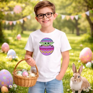 Tricou Paste Baby Yoda Grogu Paste Ou Spart Colorat, din bumbac 100%, tricou alb, Copii | Dama | Barbat - Img 5