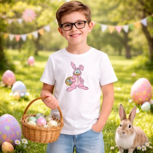 Tricou Paste Bugs Bunny Costum Paste Cos Oua Colorate, din bumbac 100%, tricou alb, Copii | Dama | Barbat - Img 5