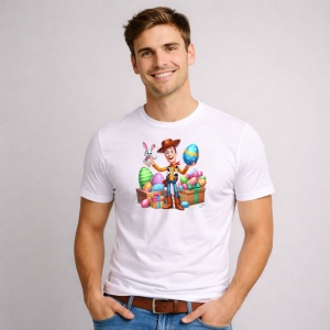 Tricou Paste Bugs Bunny Paste Cos Oua Colorate, din bumbac 100%, tricou alb, Copii | Dama | Barbat - Img 2