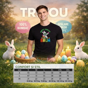 Tricou Paste Bunny Gamer Dab Paste Happy Easter Bruh, din bumbac 100%, tricou negru, Copii | Dama | Barbat - Img 6