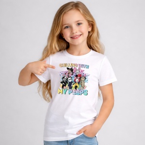 Tricou Paste Chilling With My Peeps Personaje Stil Funny, din bumbac 100%, tricou alb, Copii | Dama | Barbat