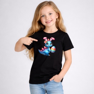 Tricou Paste Dino Baby Paste Ou Colorat Iepuras, din bumbac 100%, tricou negru, Copii | Dama | Barbat - Img 2