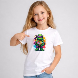 Tricou Paste Donatello Ninja Turtles Paste Oua Colorate, din bumbac 100%, tricou alb, Copii | Dama | Barbat - Img 2