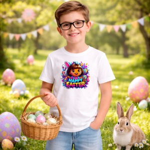 Tricou Paste Dora Explorer Paste Happy Easter Colorat Oua, din bumbac 100%, tricou alb, Copii | Dama | Barbat - Img 5