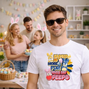 Tricou Paste Easter Is More Fun With My Peeps Iepurasi Roz, din bumbac 100%, tricou alb, Copii | Dama | Barbat - Img 7